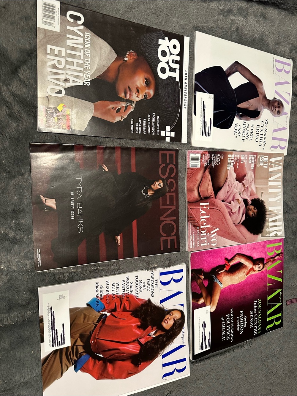 Bazaar and Essence Magazines. Tyra Banks, Zoe Saldana